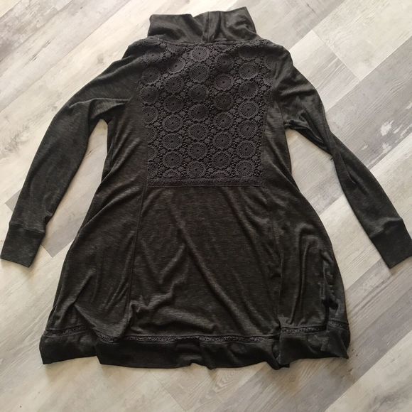 Saturday Sunday Anthropologie Dress Long Sleeve Cowel Neck Boho Granny Crochet M - Picture 6 of 10